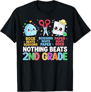 Back to School Rock Paper Scissors 2nd Grade Bot Girl Kids T-Shirt