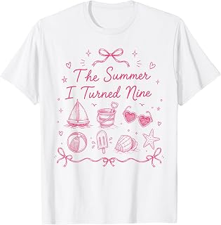 The Summer I Turned Nine 9th Birthday Girl Summer T-Shirt