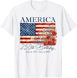 Floral 250th Anniversary USA 4th of July 250 Years America T-Shirt