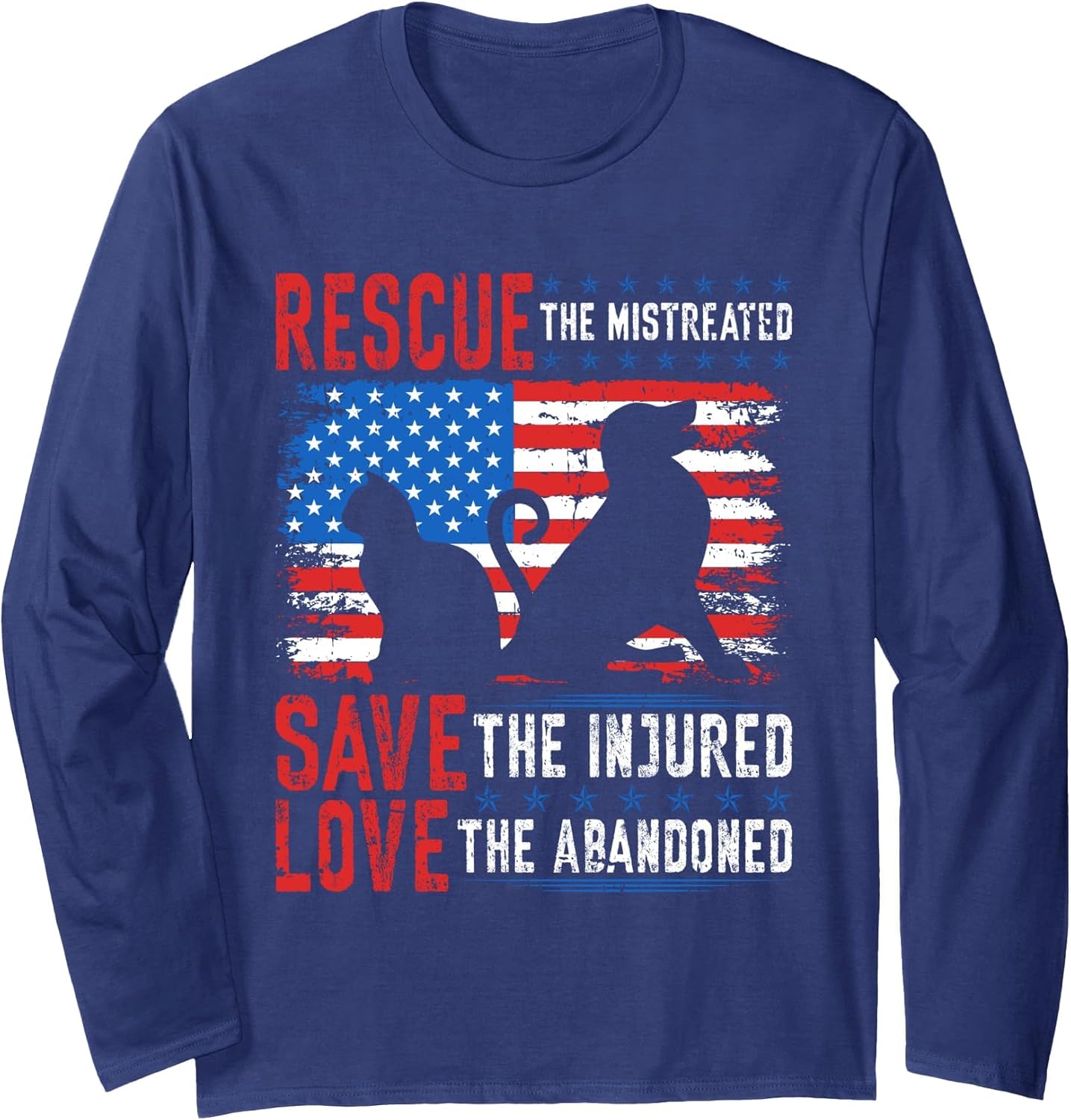Rescue Save Love, Animal Rescue Dog Cat Lovers Long Sleeve T-Shirt