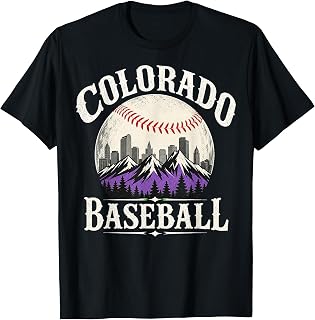 Colorado Baseball Vintage Mountain Skyline Graphic T-Shirt