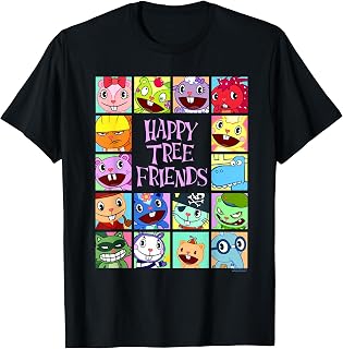 Happy Tree Friends Colorful Character Grid Retro Cartoon T-Shirt