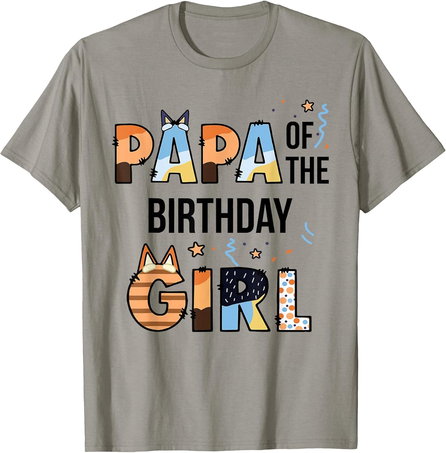 Papa of The Birthday Girl Party Blue Dog Lover Matching T-Shirt