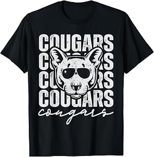 Vintage Cougar Inspirational Athletic School Mascot Game Day T-Shirt