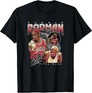 Dennis Rodman 91 Worm Collage Retro Basketball T-Shirt
