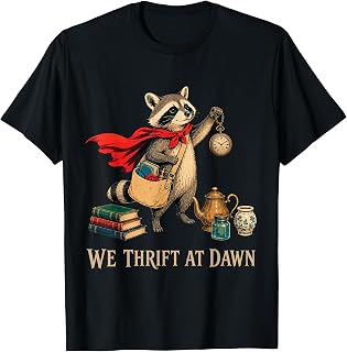 We Thrift At Dawn Thrifting Lover Medieval Raccoon T-Shirt