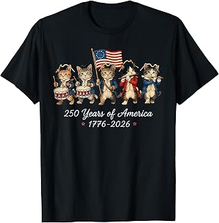 250 Years of America Cats Patriotic Cat Lover T-Shirt