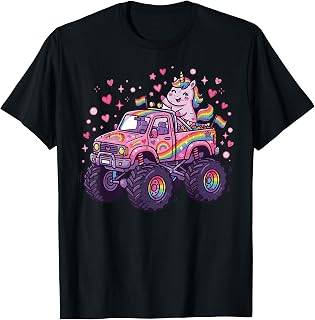 Pink Monster Truck Unicorn Cute Racing Girls Kids Toddlers T-Shirt