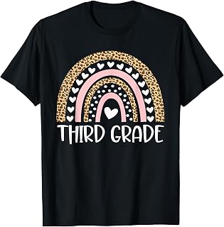 Third Grade Boho Rainbow Leopard Back to School Teacher Girl T-Shirt