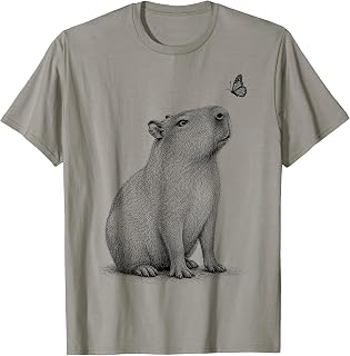 Cute Capybara with Butterfly Tee Girls Men Kids T-Shirt