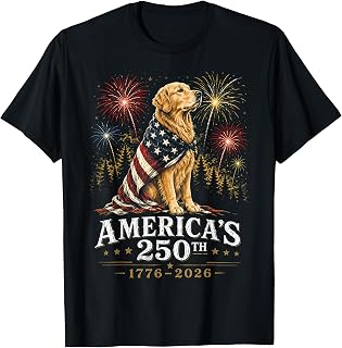 Golden Retriever America's 250th Anniversary 1776 2026 T-Shirt