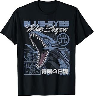 Blue-Eyes White Dragon Modern Collage Card Anime T-Shirt