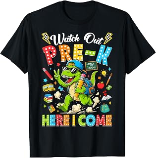 Watch Out Pre-K Here I Come Dino First Day of School Boy Kid T-Shirt