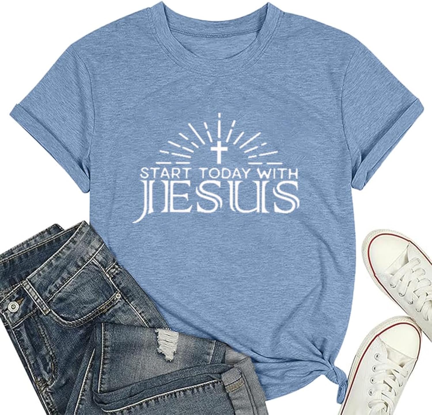Womens Jesus Cross Graphic Tee Bible Verse Shirts Christian Religious T Shirt Casual Short Sleeve Jesus Devotee Gift Tops