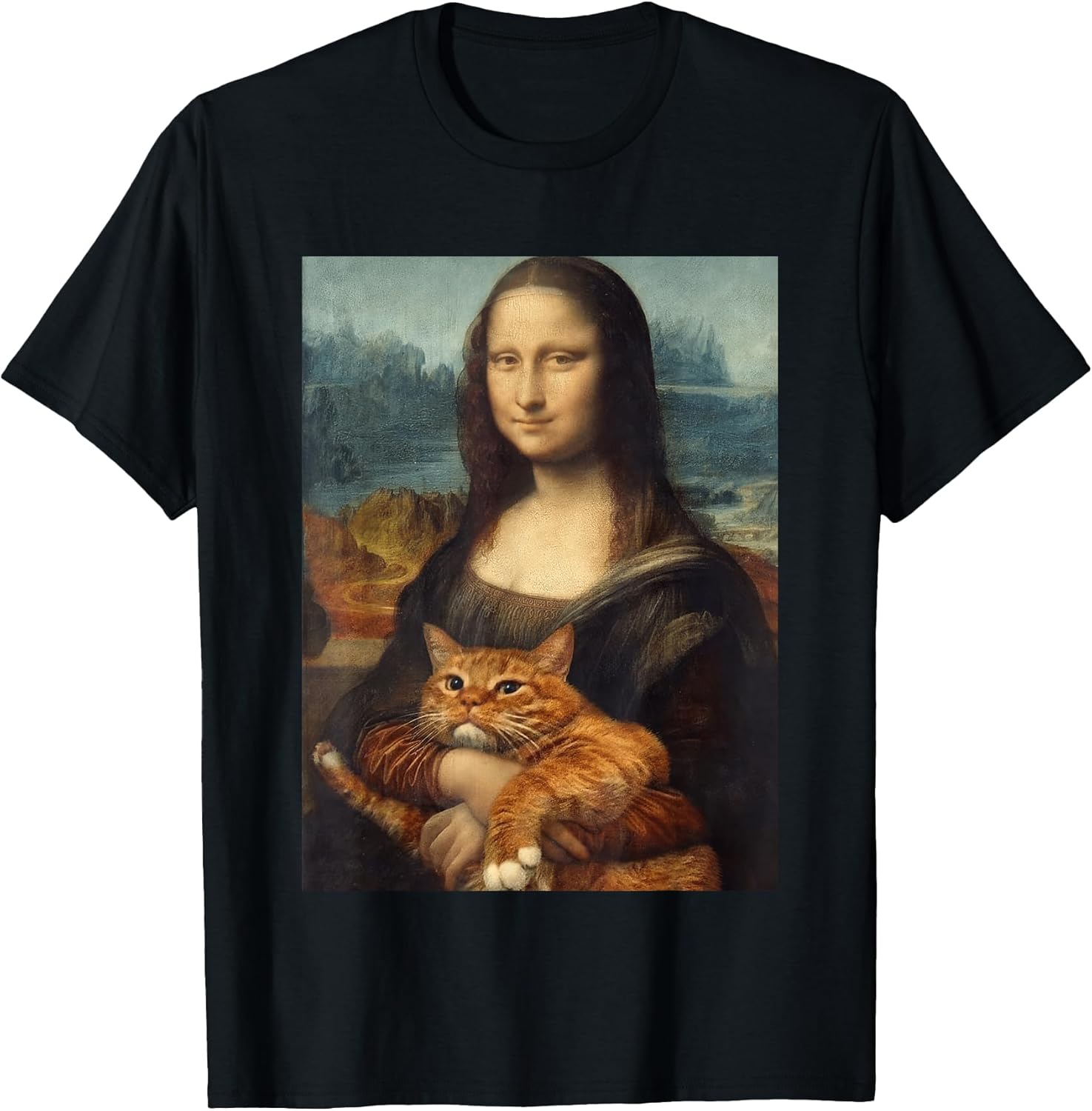 Funny Mona Lisa Holding Cat Meme Sarcastic Kitty Lover T-Shirt