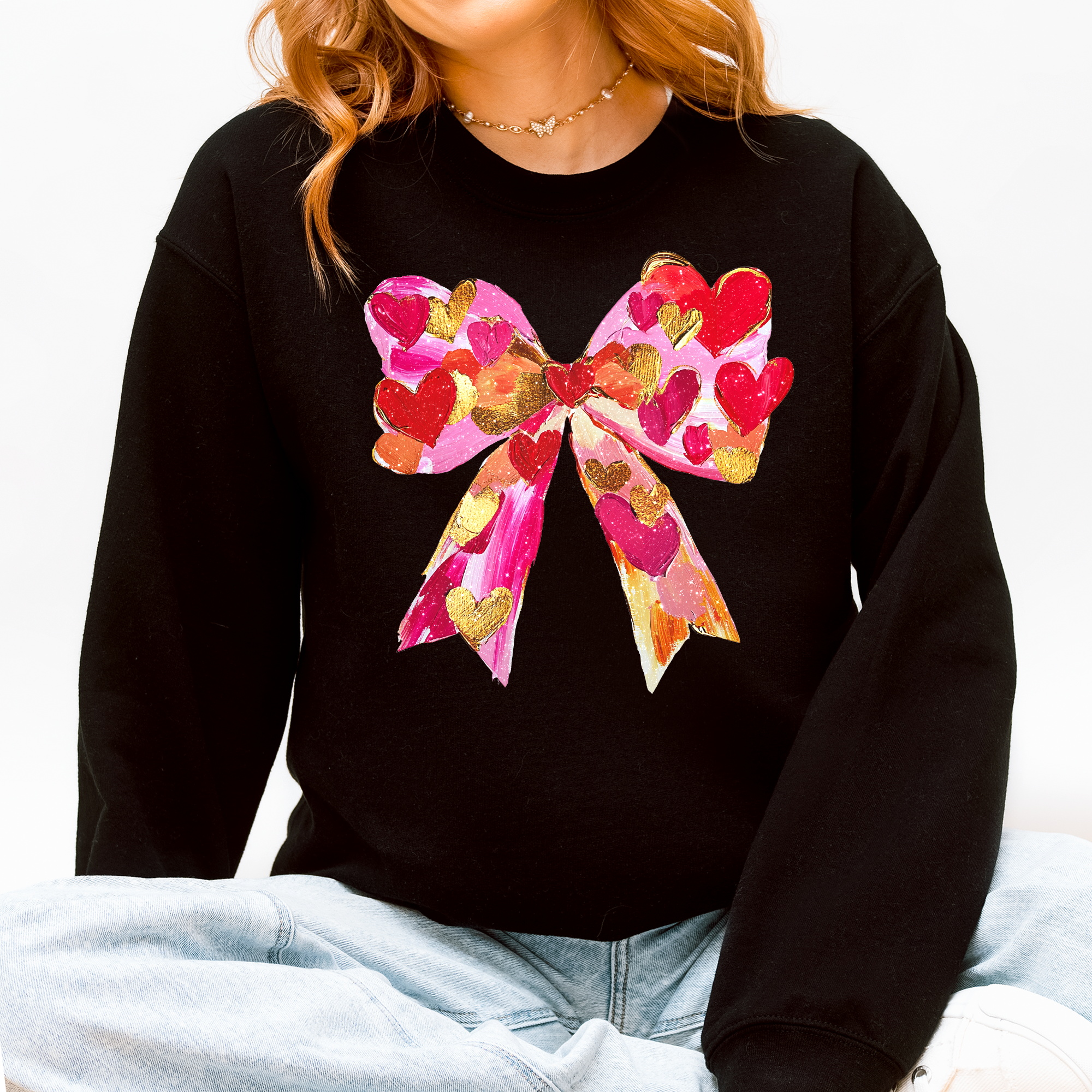 Glittery Heart Ribbon, Love, Valentine's Day Sweatshirt T-Shirts, Hoodie | PodTeesHub.com