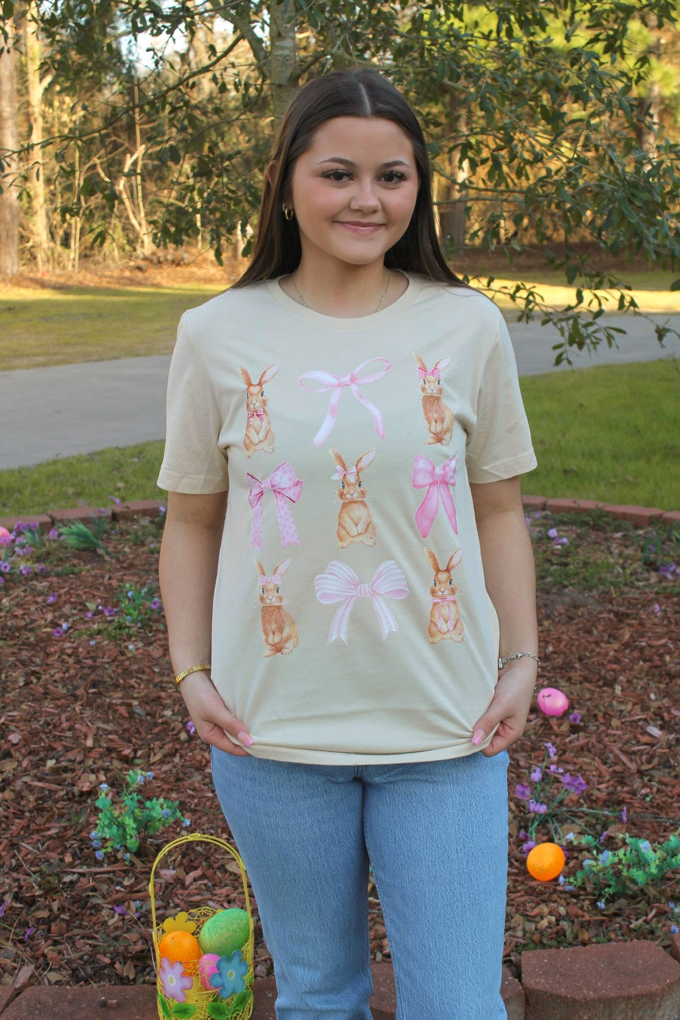 Bunnies & Bows Graphic Tee Hoodie, Sweatshirt | PodTeesHub.com