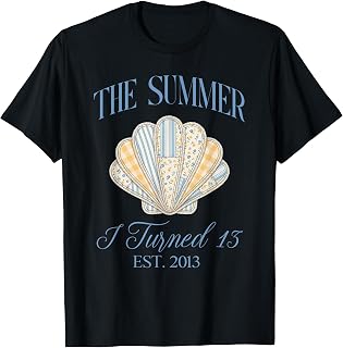 Summer I Turned 13 Years Old 13th Birthday Beach Seashell T-Shirt