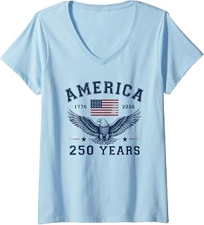 Women's America USA 250th Anniversary Eagle 250 Years V-Neck T-Shirt