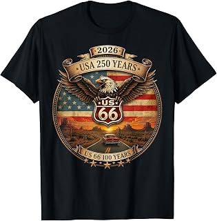 USA 250 US Highway 66 Mother Road Anniversary 100 Years T-Shirt