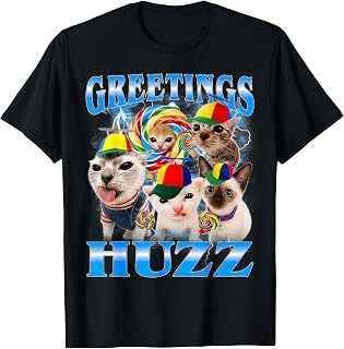Greetings Huzz Funny Lollipop Cat Meme T-Shirt