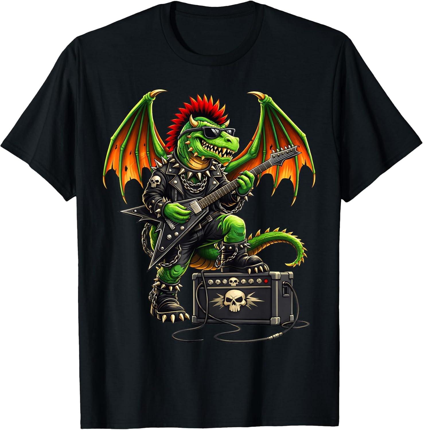 Punk Rock'n Roll Goth Dragon Guitar Band Boys Girls T-Shirt