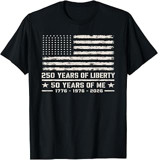 50th Birthday Born 1976 American Flag 250 Years of Liberty T-Shirt