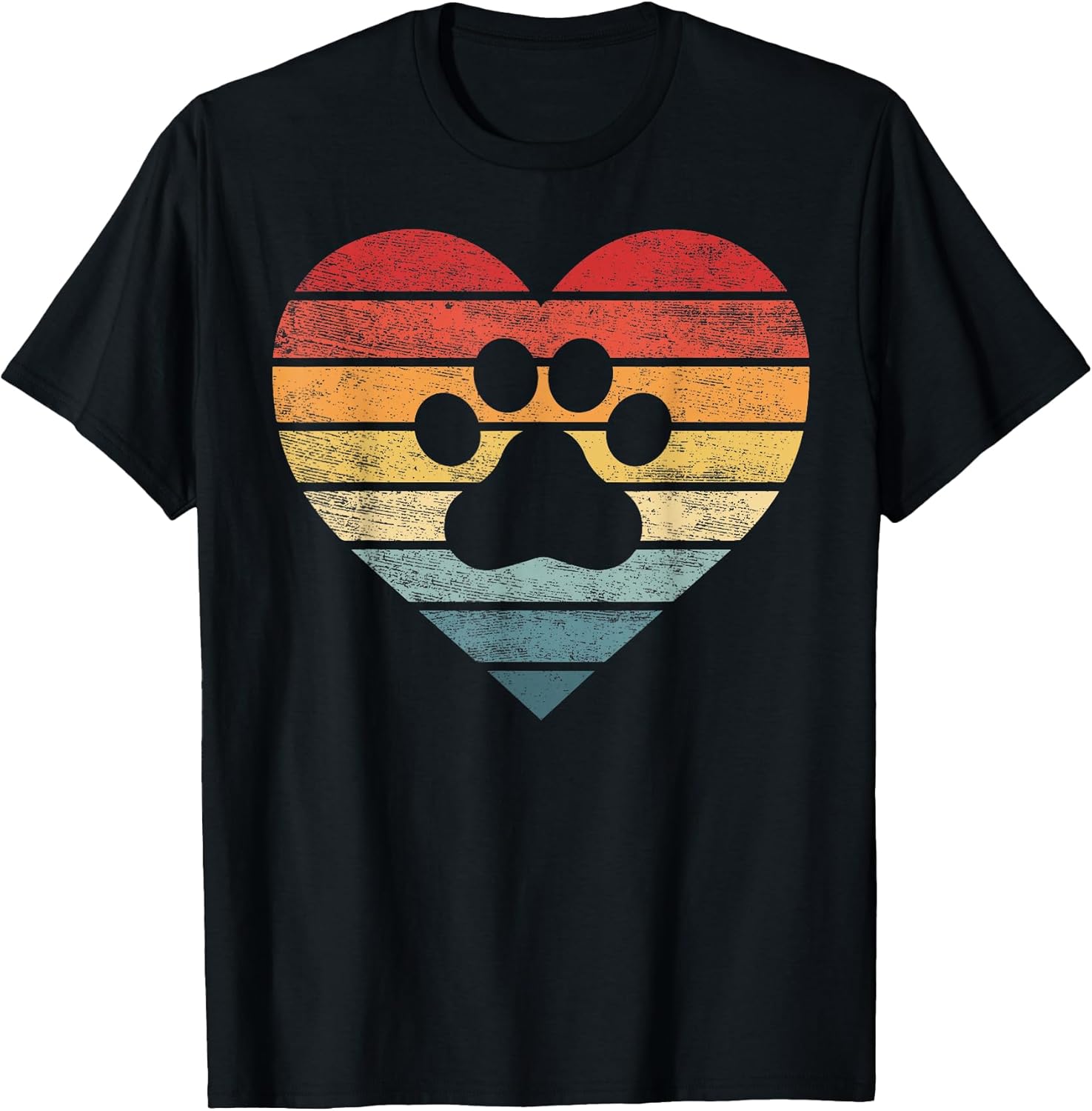 Veterinarian Vet Tech Retro Sunset Paw Print Dog Cat Lover T-Shirt