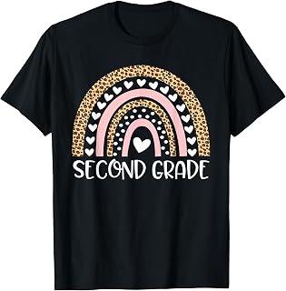 2nd Grade Boho Rainbow Leopard Back to School Teacher Girl T-Shirt
