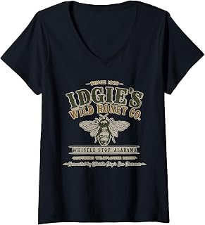Women's Idgies Wild Honey Co Whistle Stop Alabama Bee Charmer Retro V-Neck T-Shirt