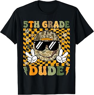 5th Grade First Day of School Camo Peace Sign Men Boy T-Shirt
