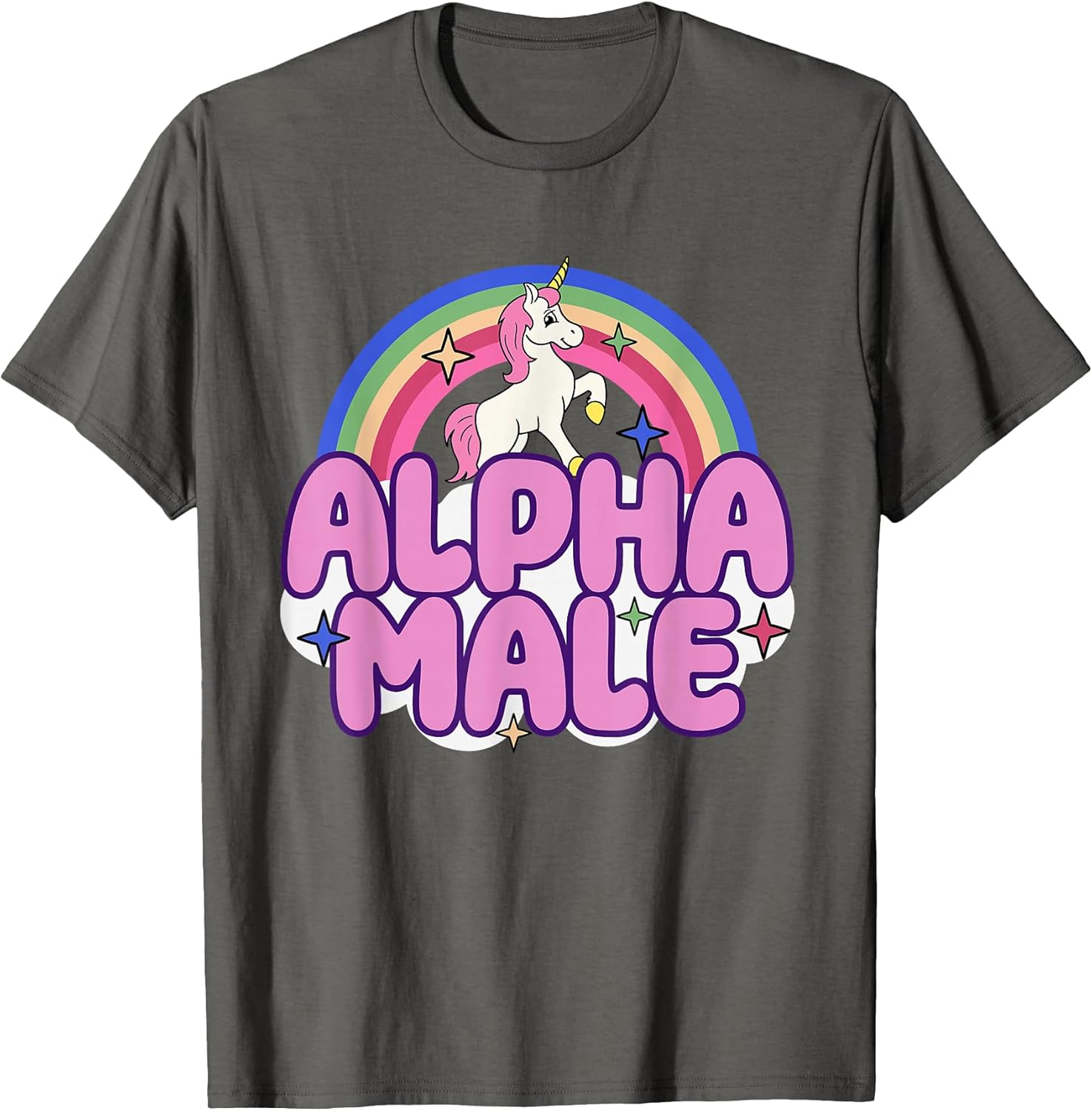 Alpha Male Unicorn Funny Sarcastic Ironic Weird Y2K Humor T-Shirt
