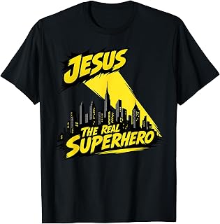 Jesus The Real Superhero Cityscape Illustration T-Shirt