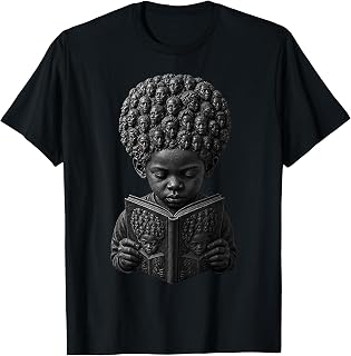Black Boy Reading Book Afro Hair Art Ancestors Look T-Shirt
