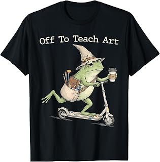 Funny Off to Teach Art Teacher Frog Drawing Back to School T-Shirt