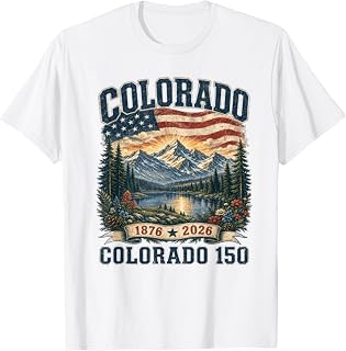Colorado Mountain 150 Years American Flag 4th of July T-Shirt
