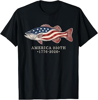 250 America Years 1776 2026 Fishing USA Flag 250th T-Shirt
