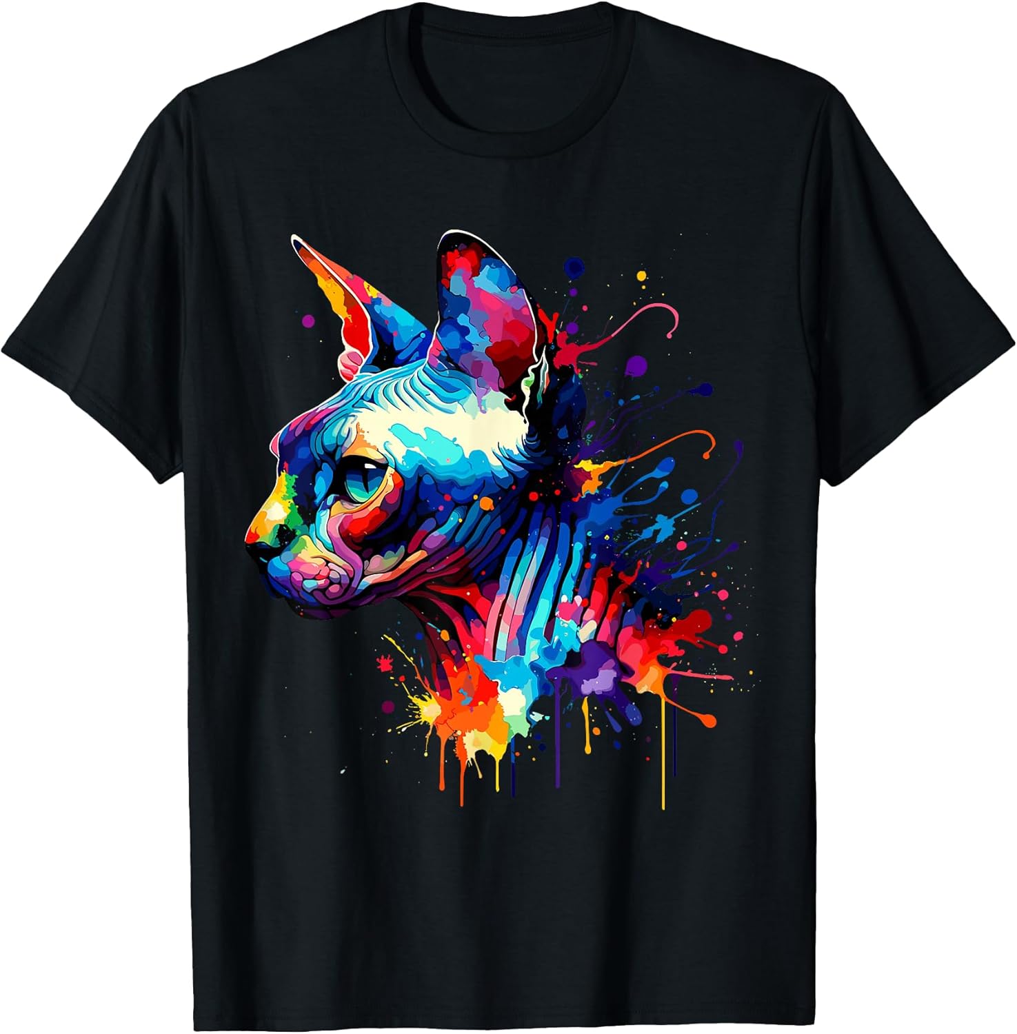 Splash Art Sphynx Cat Canadian Hairless Cat T-Shirt
