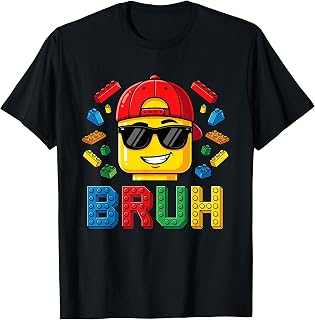 Bruh Master Builder Birthday Boy Building Bricks Blocks Kids T-Shirt