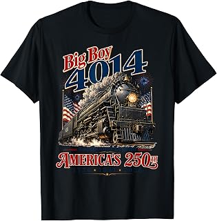 Big Boy 4014 Train 4th of July Retro America Flag Men Women T-Shirt