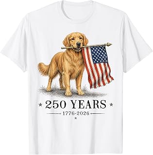Vintage Golden Retriever Patriotic Dog 250 Years 1776 2026 T-Shirt
