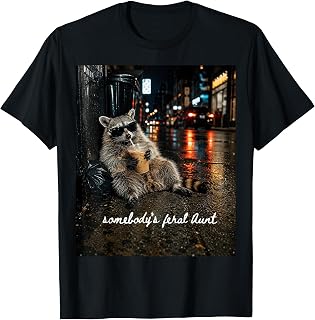 Somebody's Feral Aunt Raccoon Iced Coffee T-Shirt