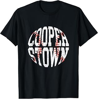 Cooperstown Unique Typography with Baseball Seams Vintage T-Shirt
