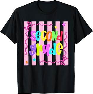 Striped Back to School First Day of 2nd Grade Girls Kids T-Shirt