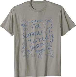 Summer I Turned Thirteen 13th Birthday Seashell Coastal Bow T-Shirt