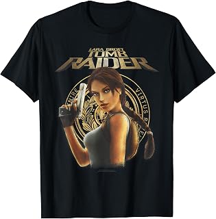 Tomb Raider Lara Croft Portrait with Seal Retro Video Game T-Shirt