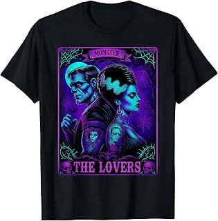 The Monster Frankenstein and Bride The Lovers Tarot Card T-Shirt