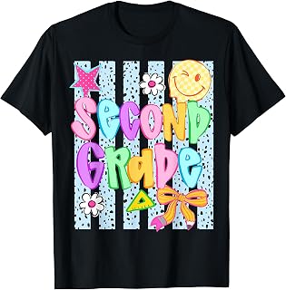 Striped Preppy Second Grade Back to School Teacher Girl Kids T-Shirt