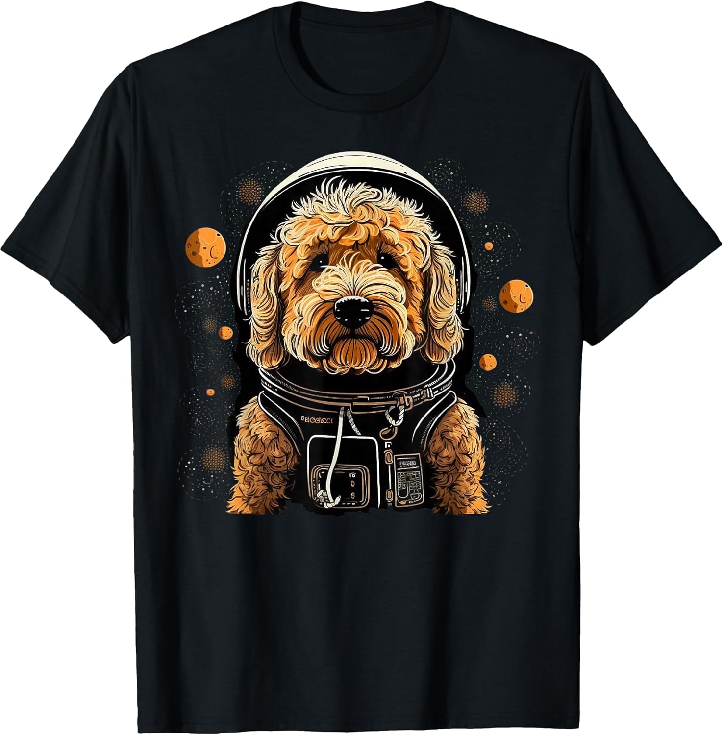 Outer Space Golden Doodle on Galaxy Astronaut Goldendoodle T-Shirt