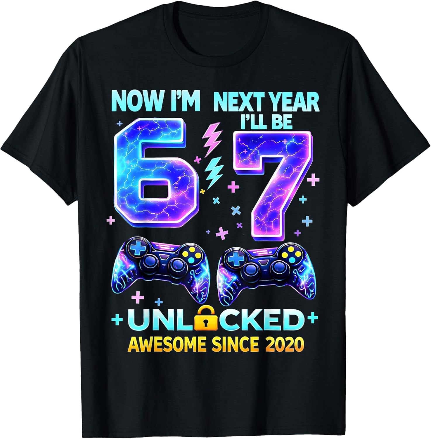 Now I’m 6 Next Year I’ll Be 7 Gaming Boy Gifts for Kids Boys T-Shirt